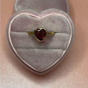 14k Gold Heart Ring with Red Tourmaline